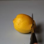 slicing edge off lemon