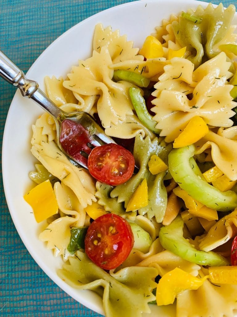 Plated Bow Tie Pasta Salad