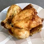 Roasted chicken on platter