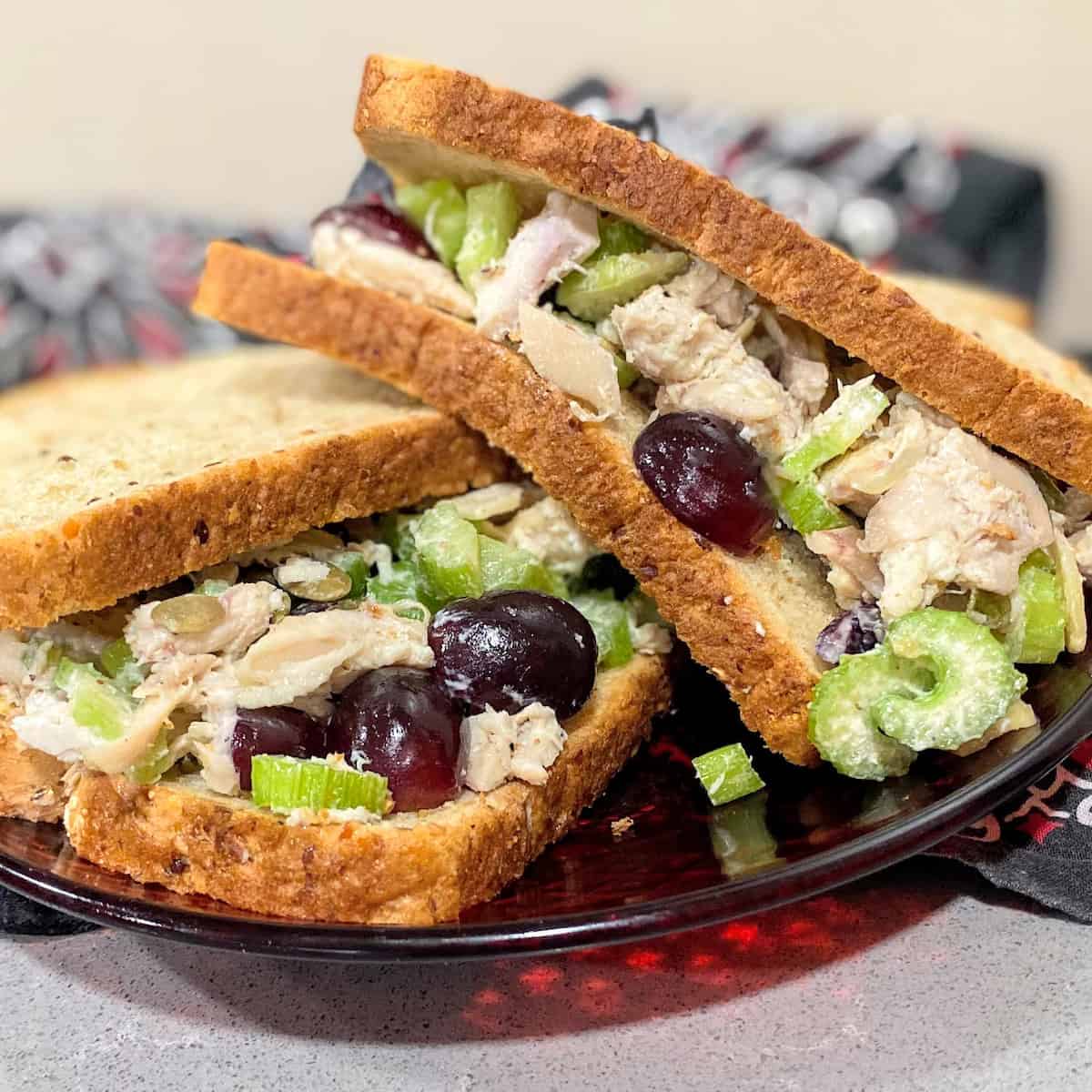 rotisserie chicken salad sandwich on wheat bread