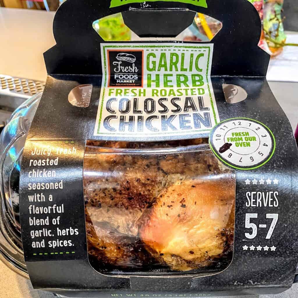 garlic herb roasted chicken i black cardboard packaging