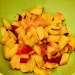 chopped peaches in a bowl