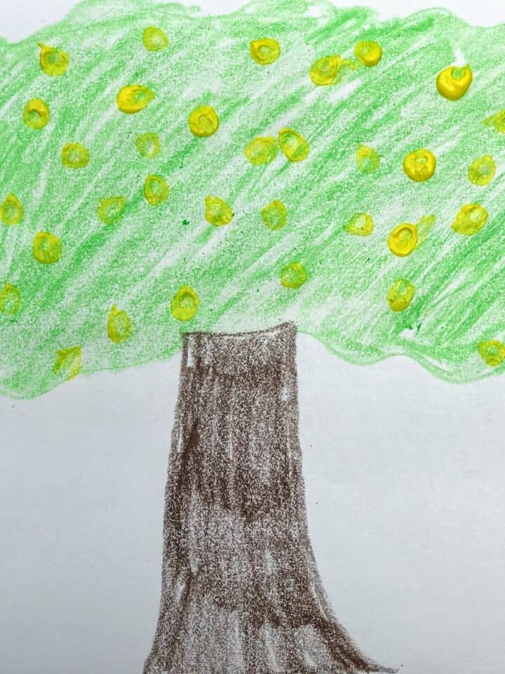 colored tree with yellow grapefruits