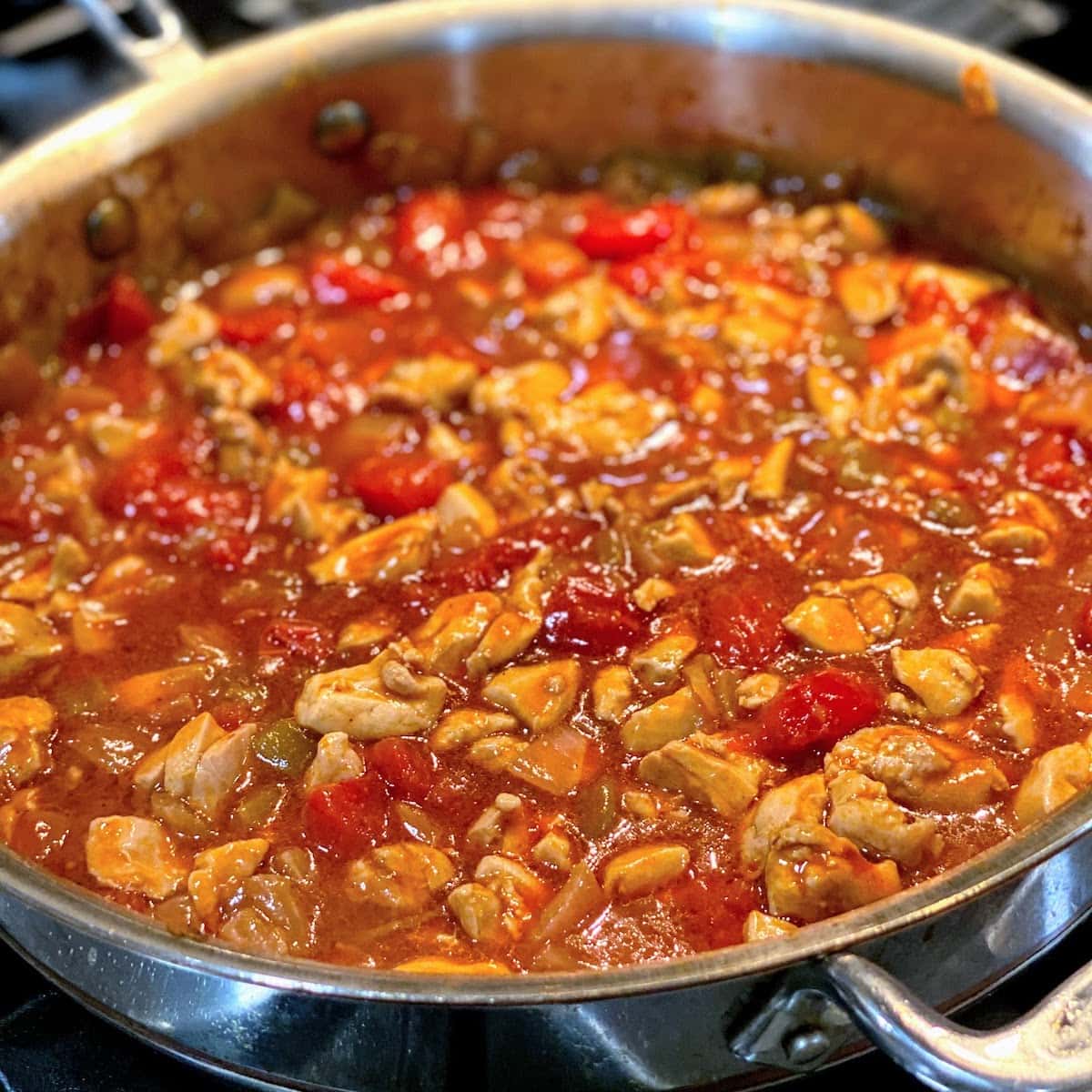 meat and veggie filling for healthy enchiladas in pan