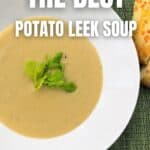 potato leek soup in bowl