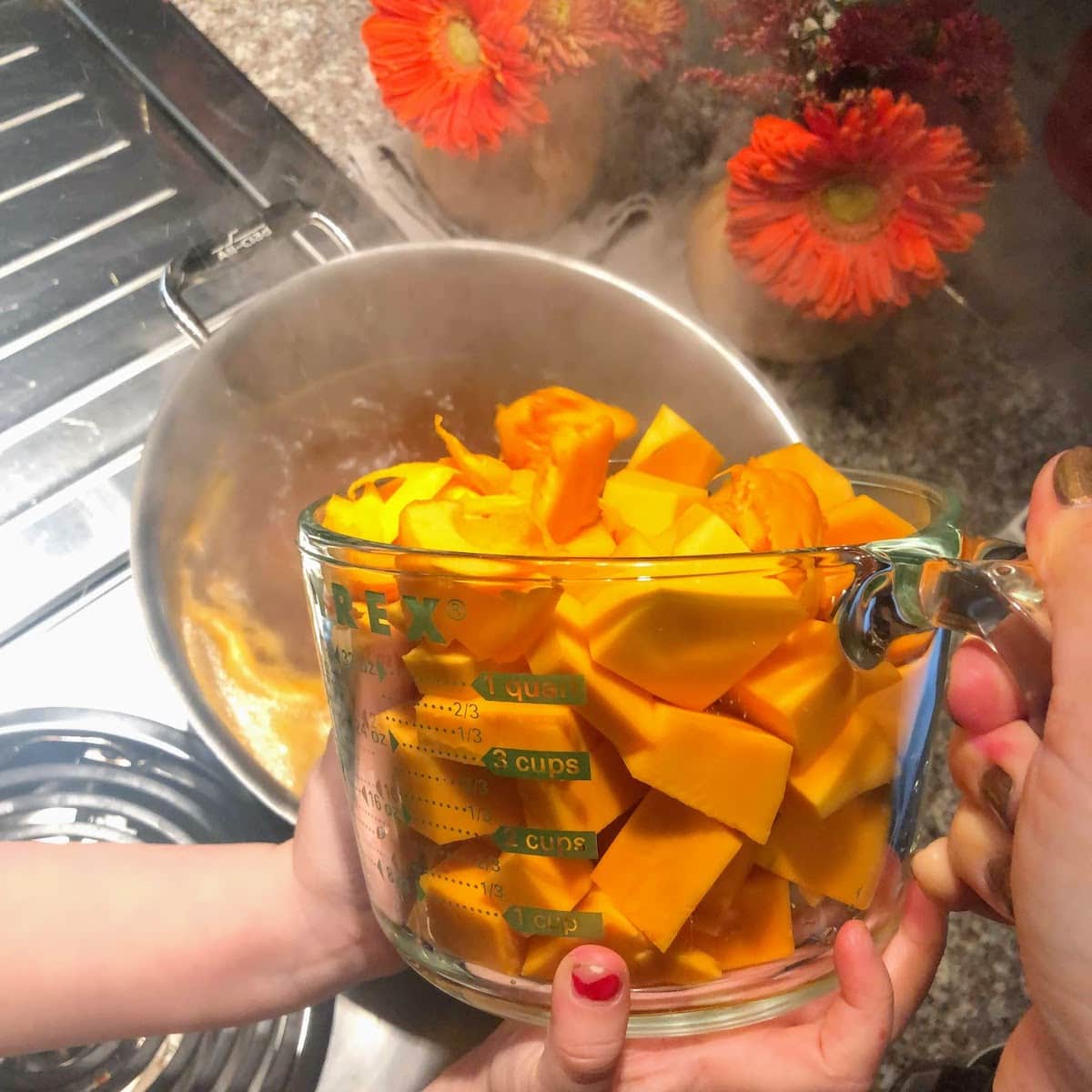 Boiling butternut squash