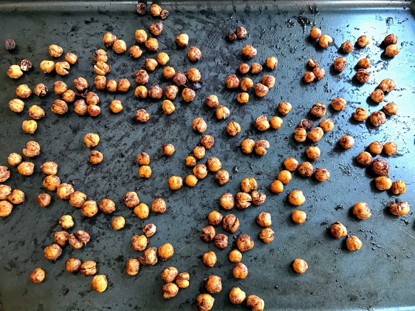 roasted chickpeas on pan