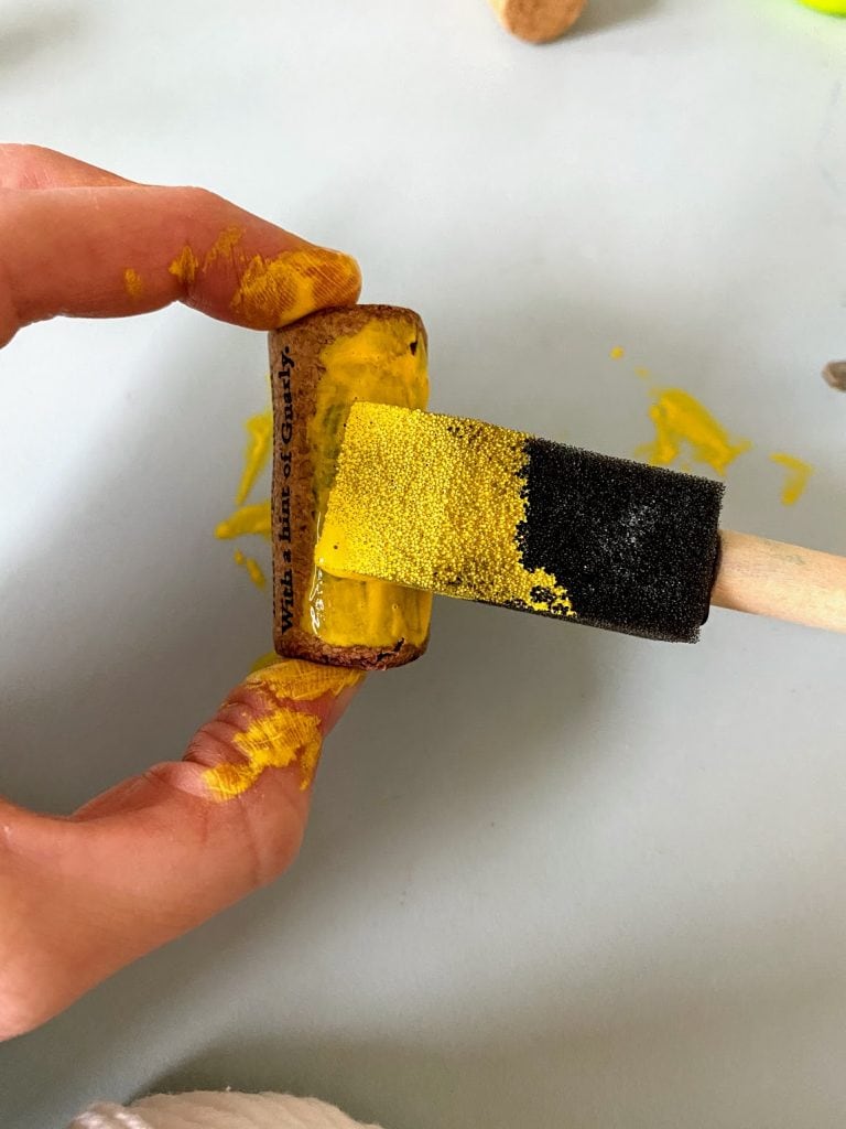 painting wine cork yellow