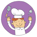 child chef tossing tools into air