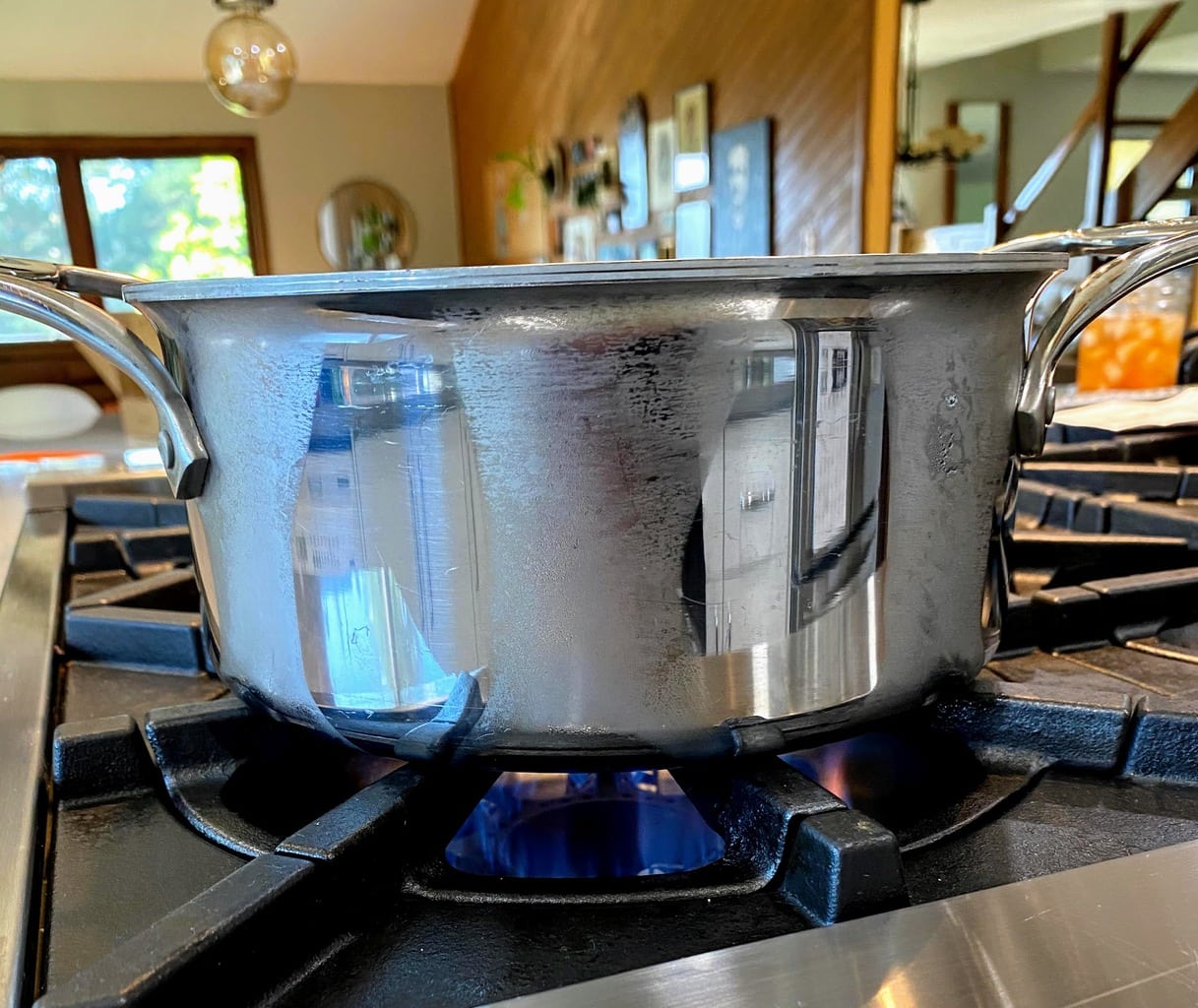 boiling water on stovetop