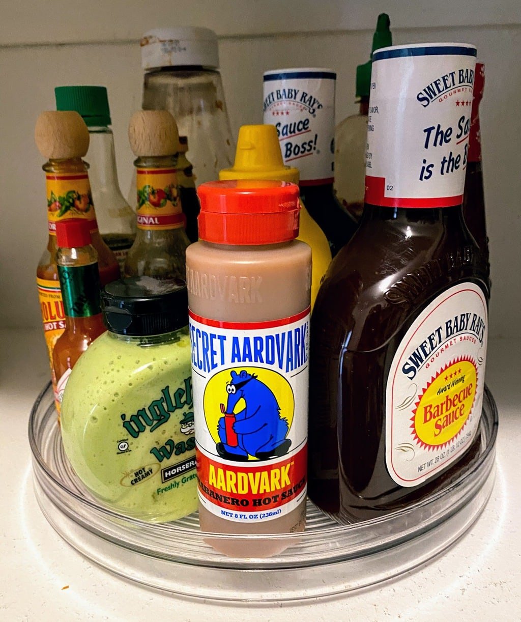 Lazy Susan filled with condiments