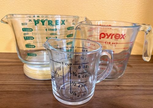 Three Pyrex Cups