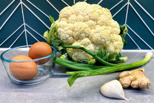 cauliflower, eggs, garlic and ginger