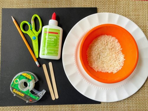supplies for Rice Ghost Craft.