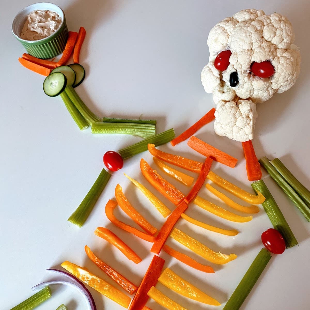 skeleton veggies with dip