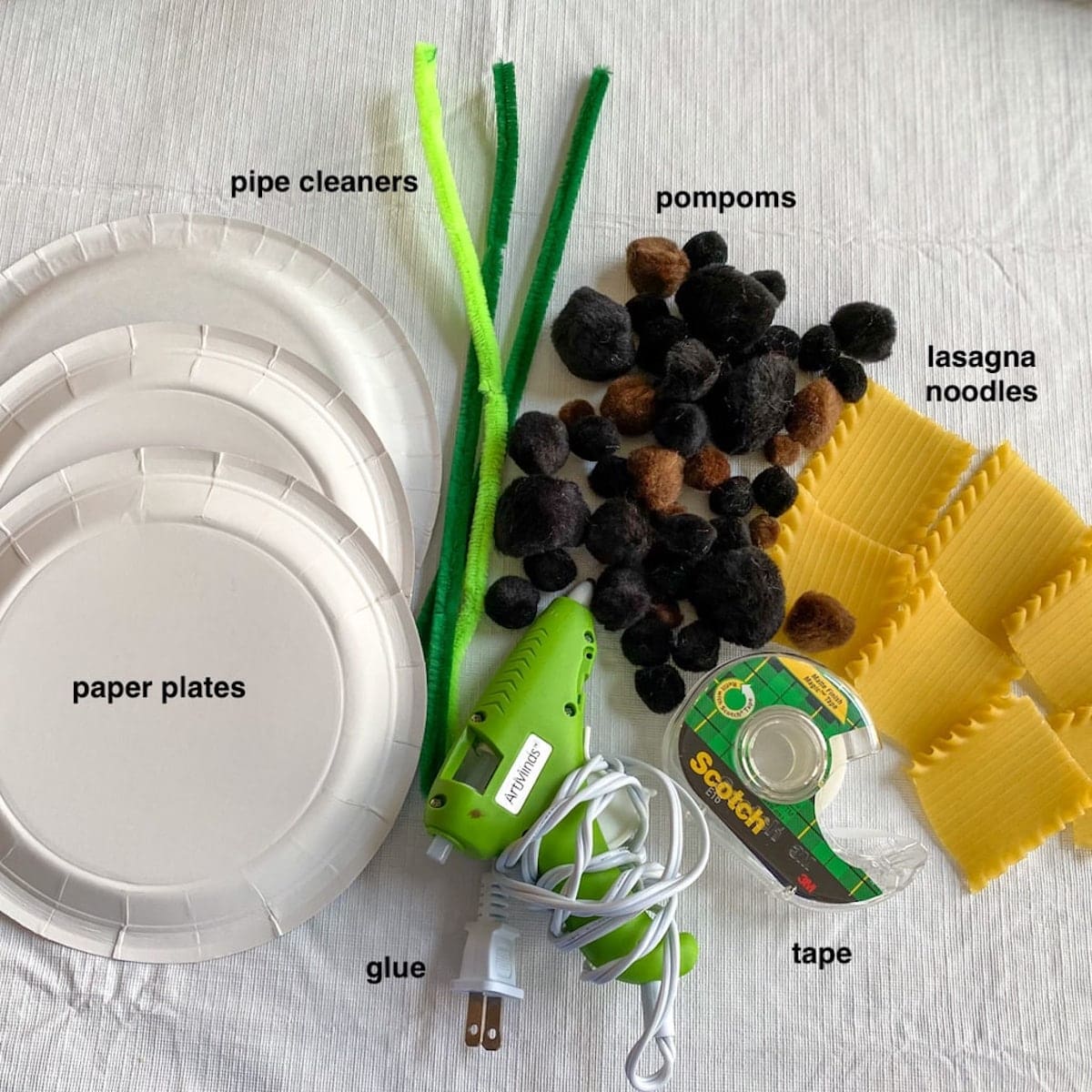 supplies for paper plate sunflower craft 