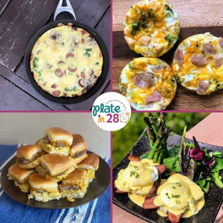 Collage of four egg recipes
