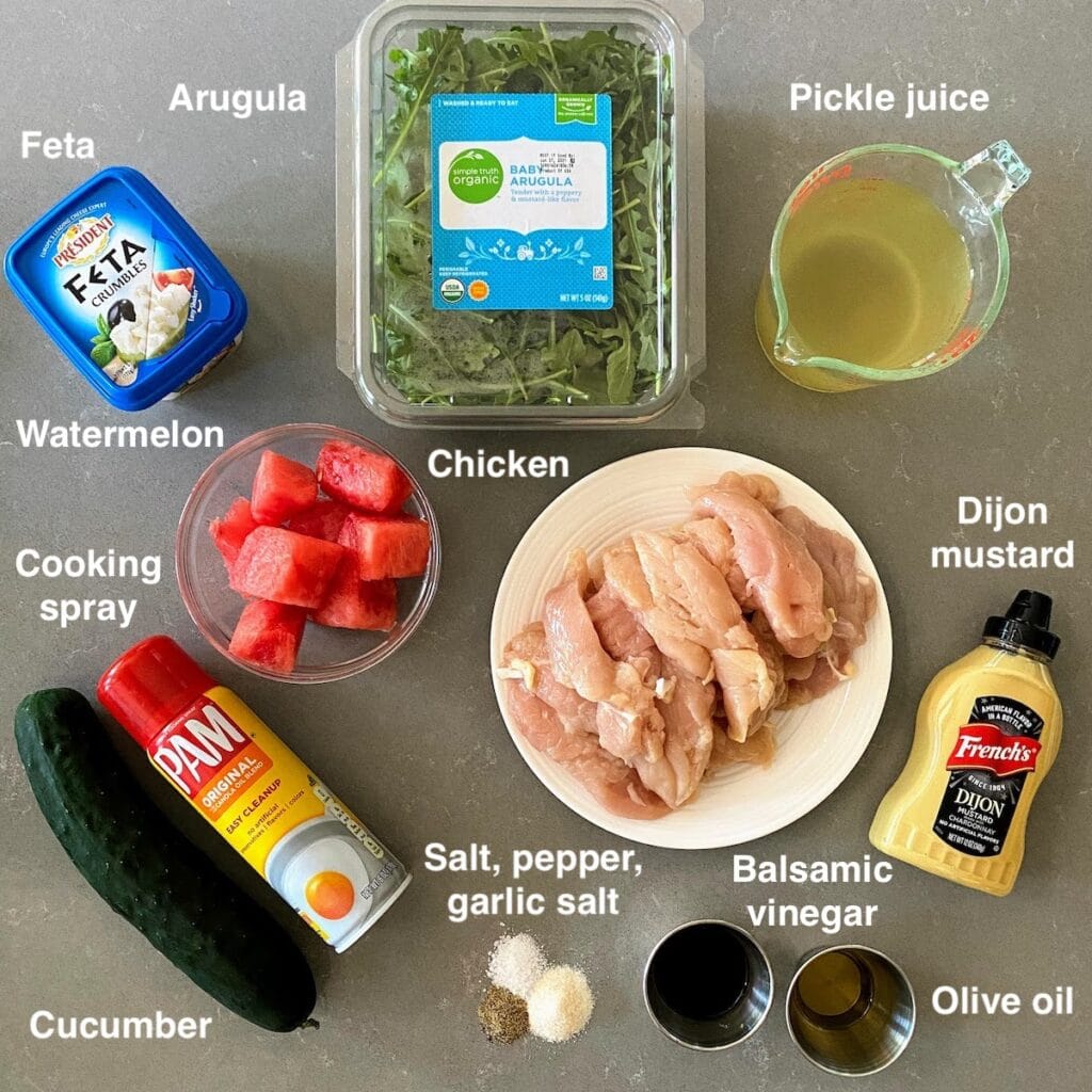 ingredients for watermelon chicken salad