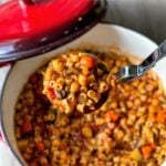 Mediterranean stew with veggies in pot