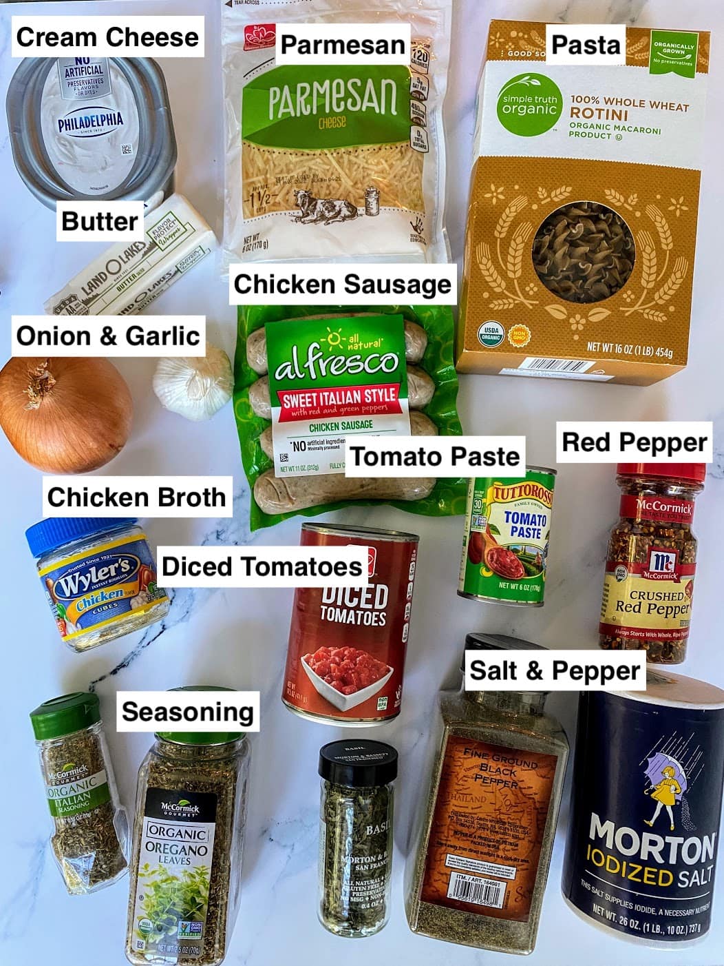 ingredients for chicken sausage pasta