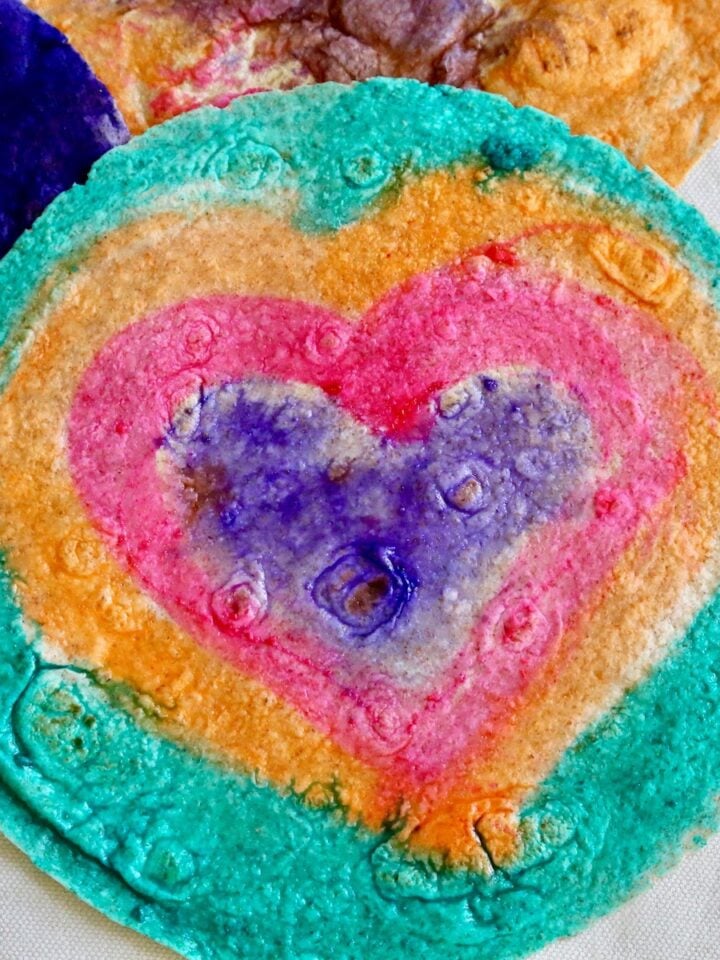 colored tortilla with hearts