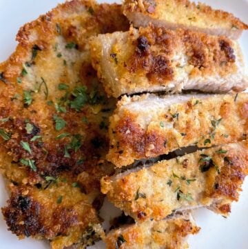 sliced parmesan panko pork chops