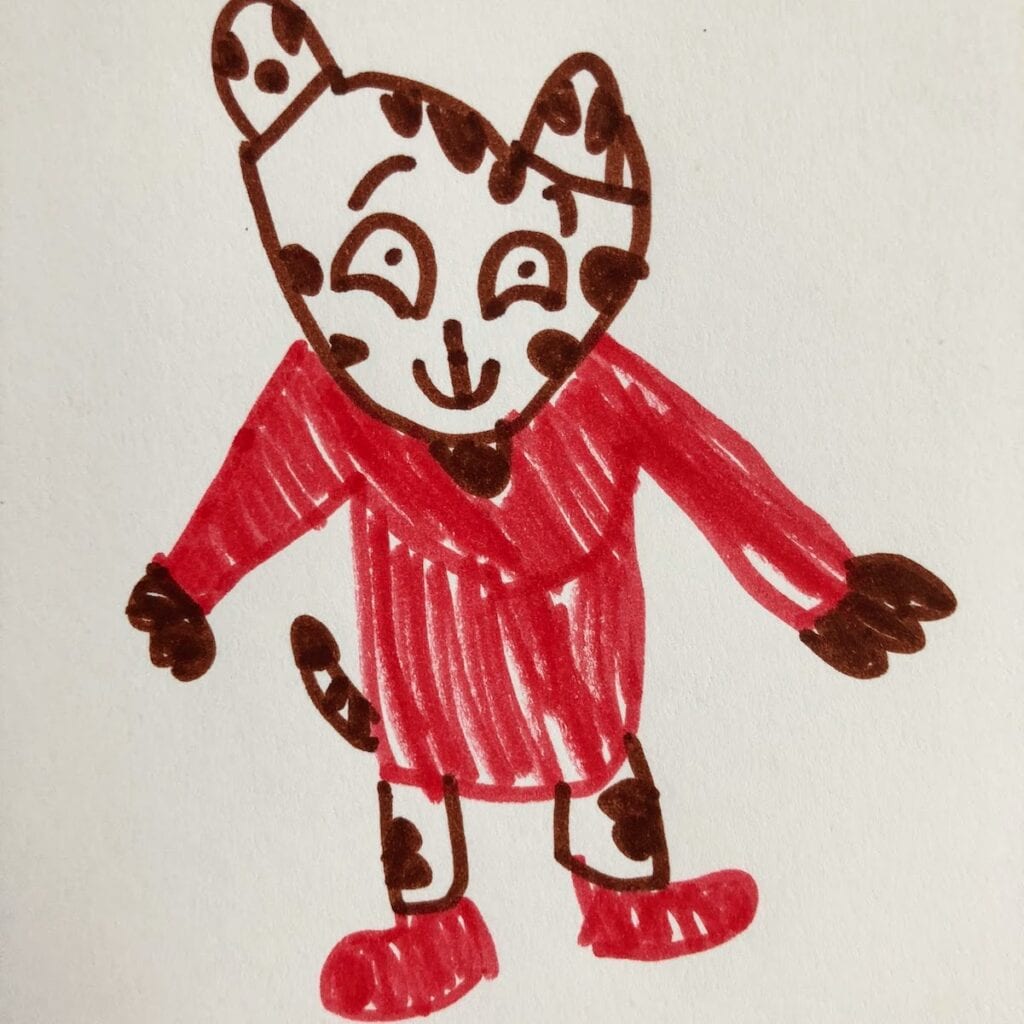 drawing of Daniel Tiger in red sweater