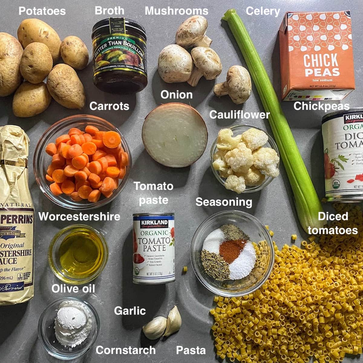 ingredients for Mediterranean Chickpea Stew 