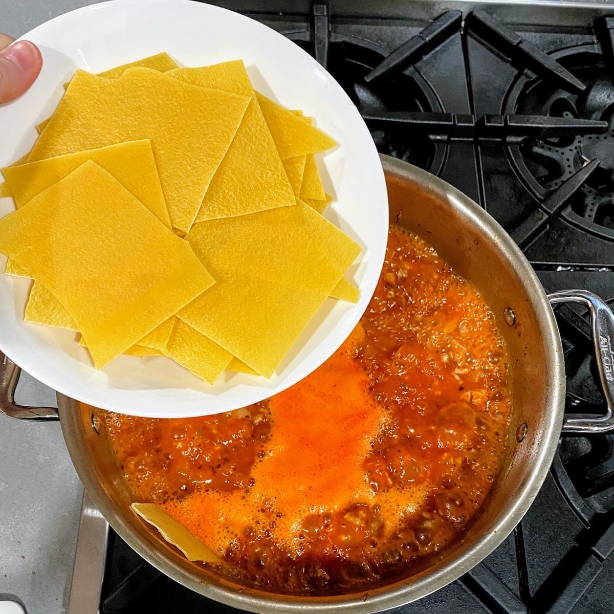 adding lasagna noodles to soup