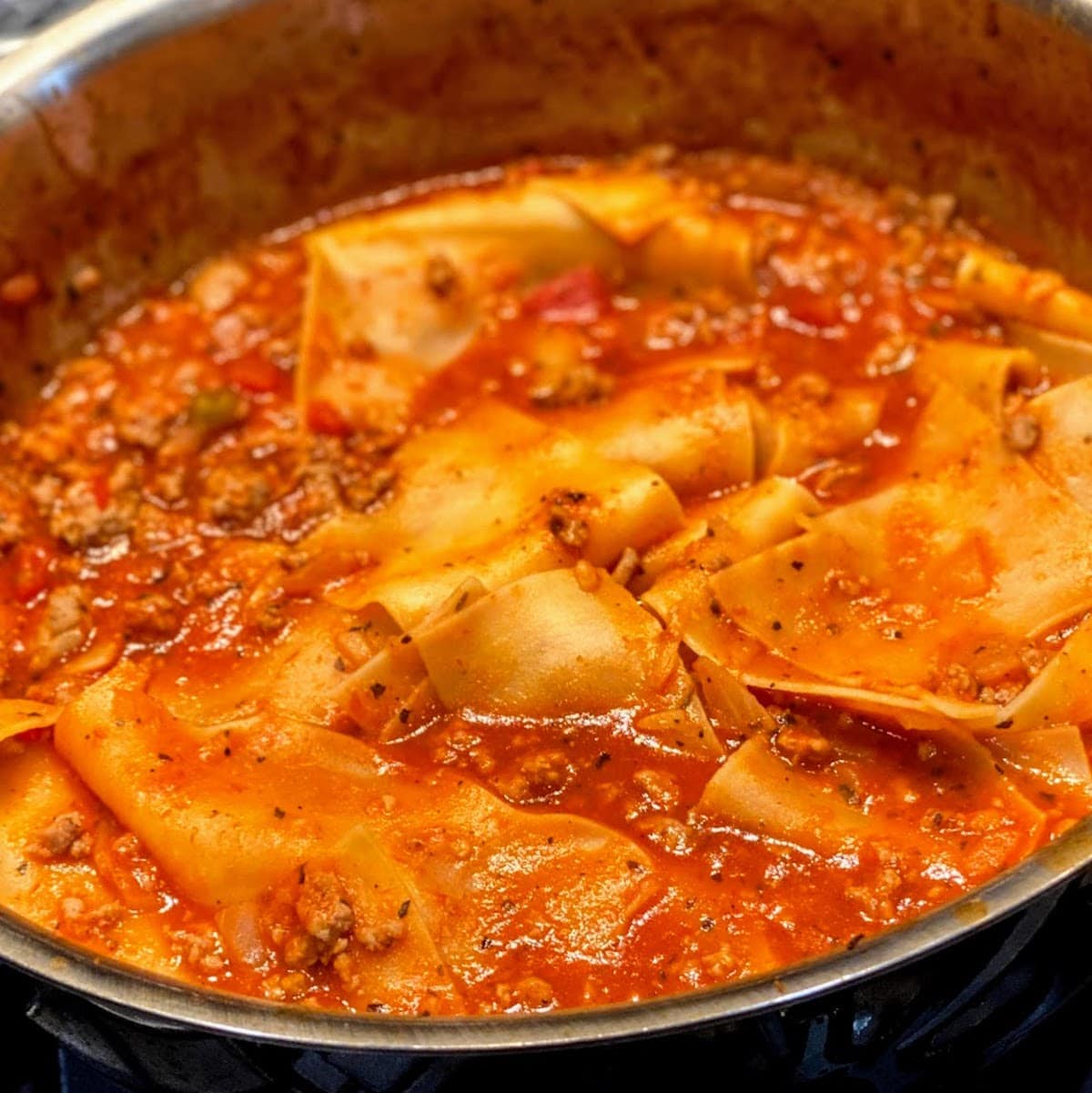 lasagna soup in pot