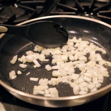 cooking chopped onions