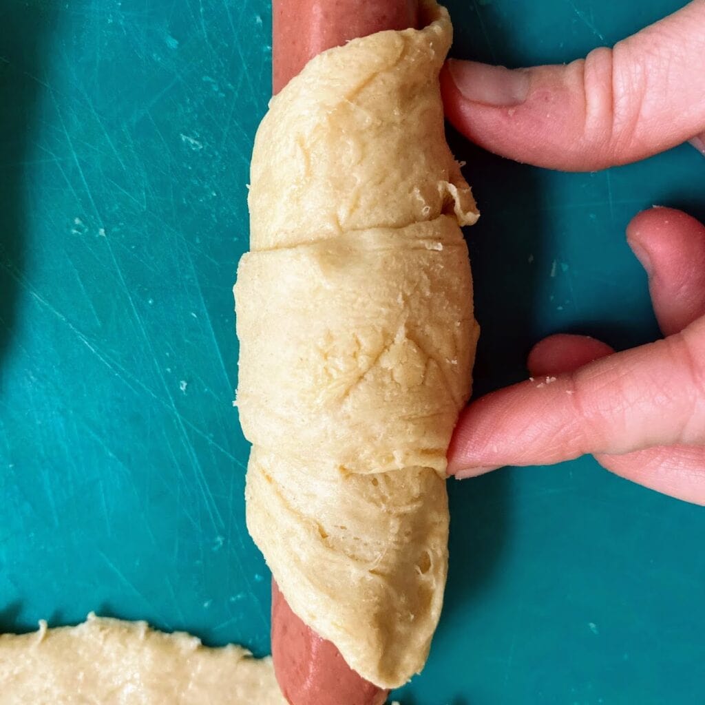 hot dog wrapped in crescent raw