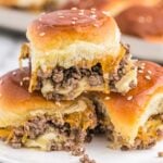 cheeseburger sliders stacked