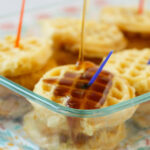 chicken and waffle sliders in casserole dish