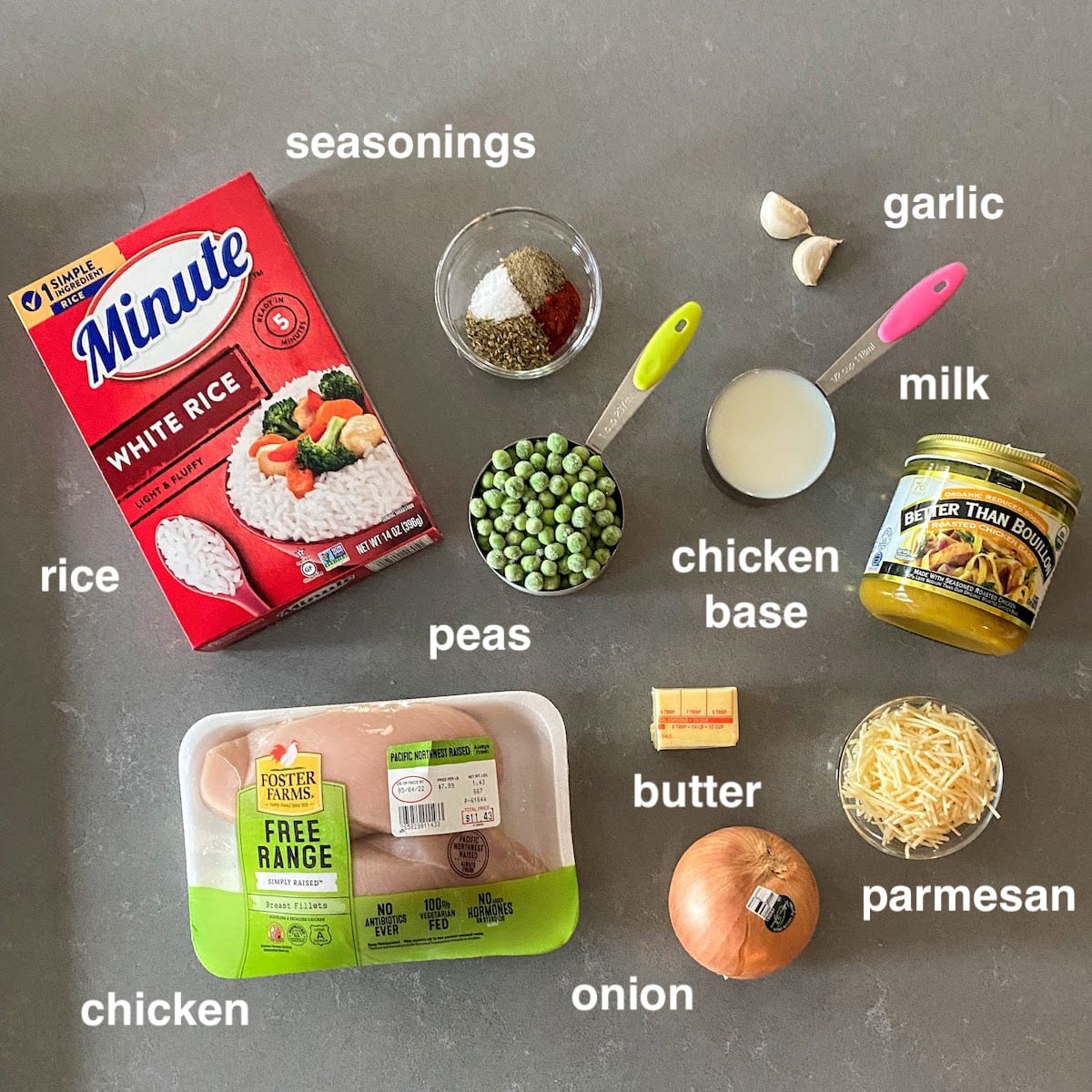 ingredients for one pan chicken skillet