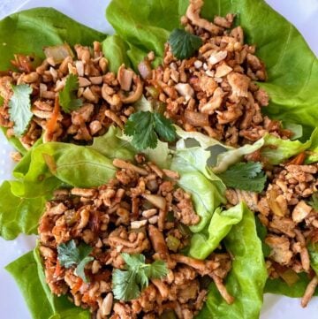 4 chicken lettuce wraps with veggies