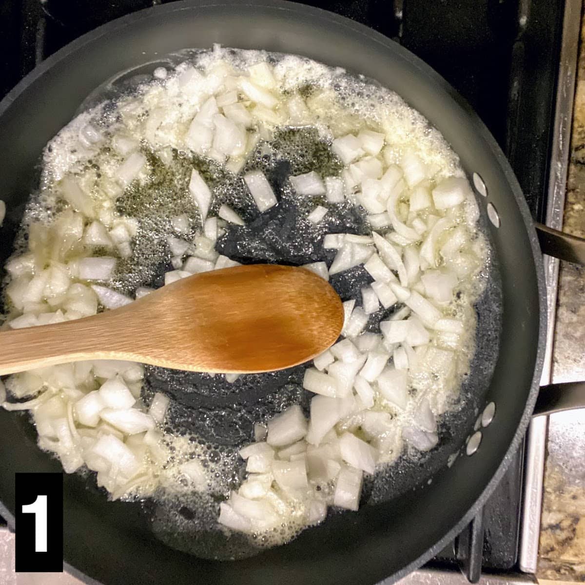 cooking onions in pan