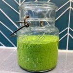 Ball jar of green pesto