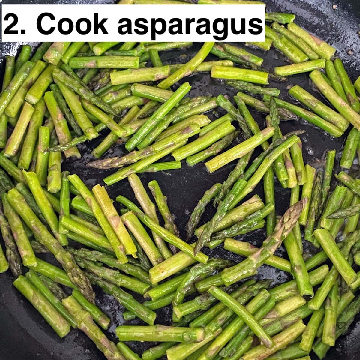cooking asparagus in pan