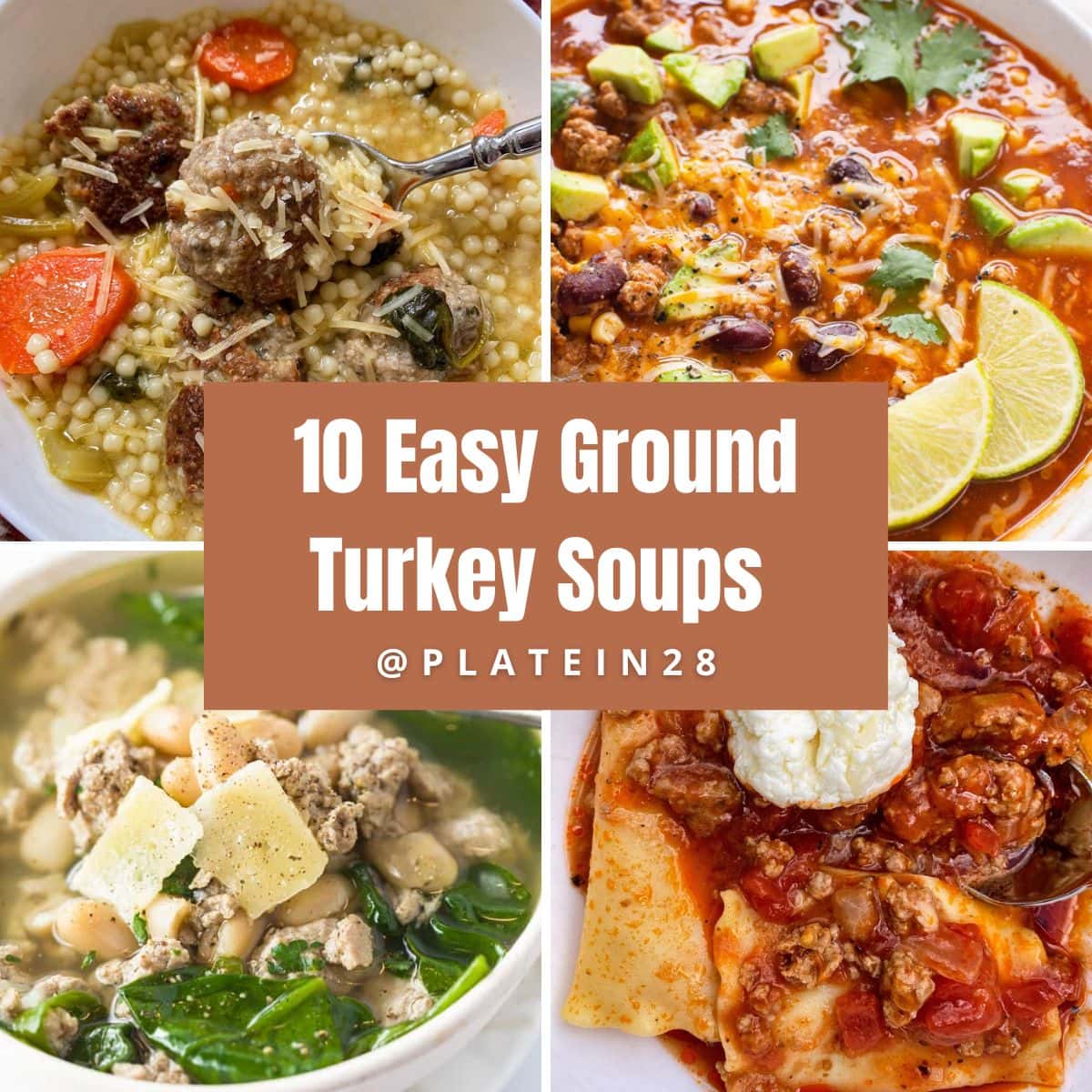 collage four ground turkey soup recipes