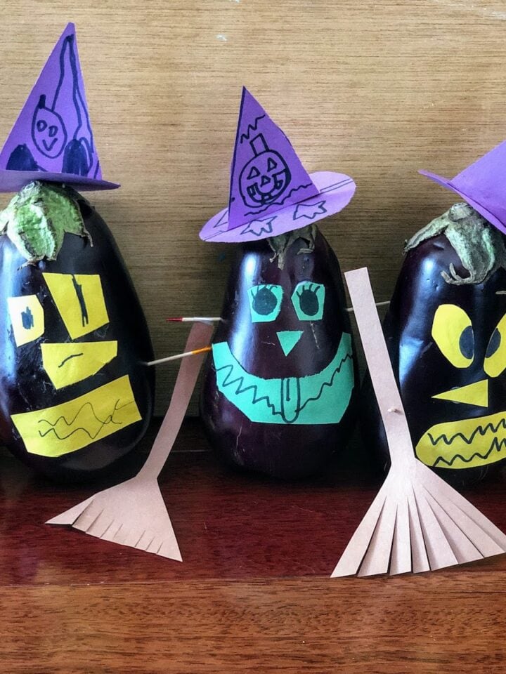 three eggplant witches