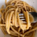 close up of lemon pasta