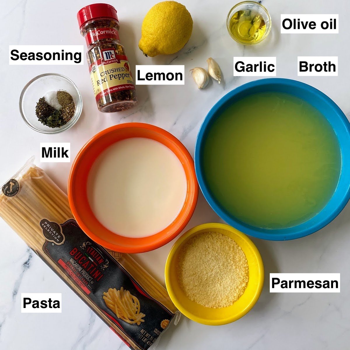 ingredients lemon garlic pasta
