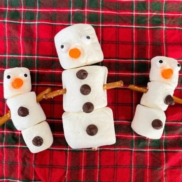 three marshmallow snowmen