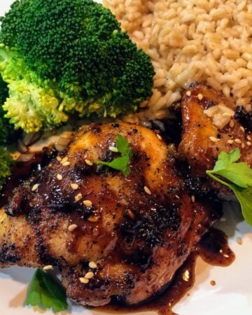 honey garlic chicken on white plate