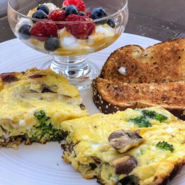 frittata with side of toast and yogurt 