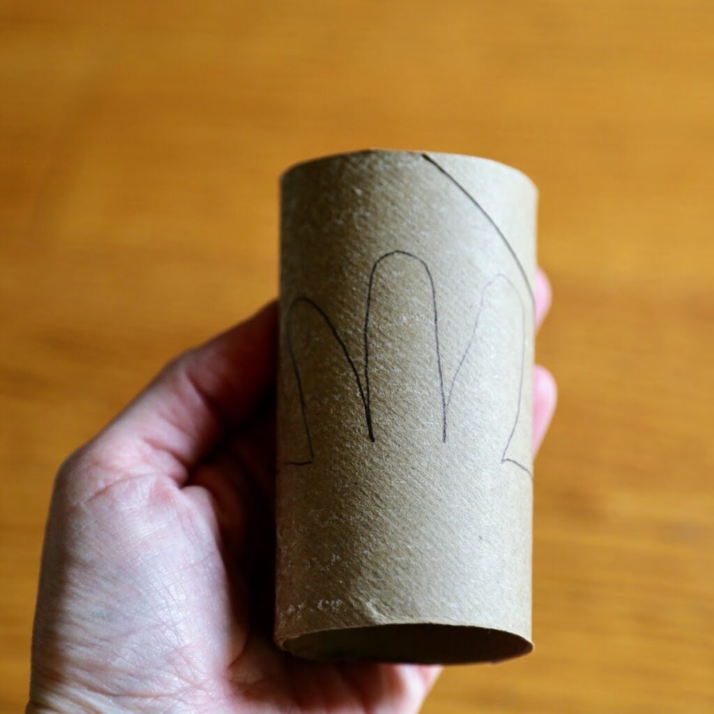 drawn outline chicken head one toilet paper roll