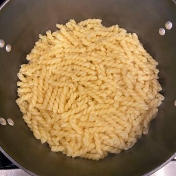 drained pasta in pot 