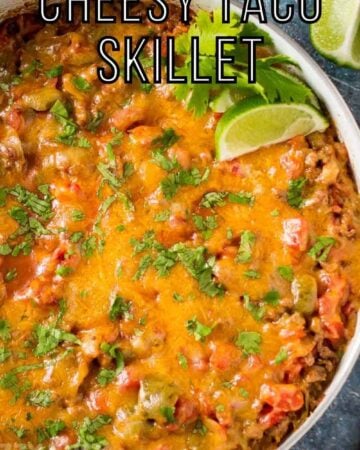 taco skillet with cheese in bowl