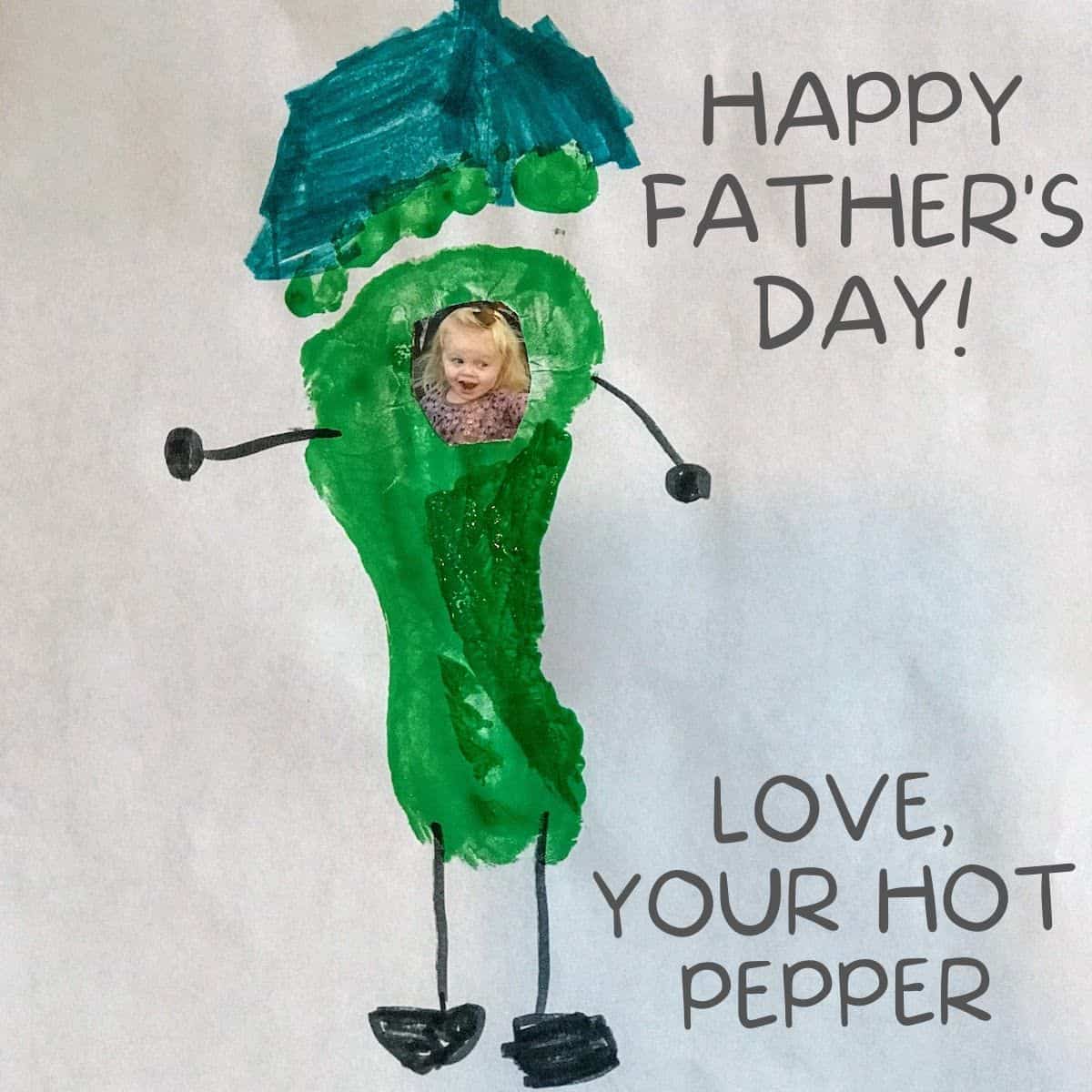 pepper made from footprint with child's face pasted on